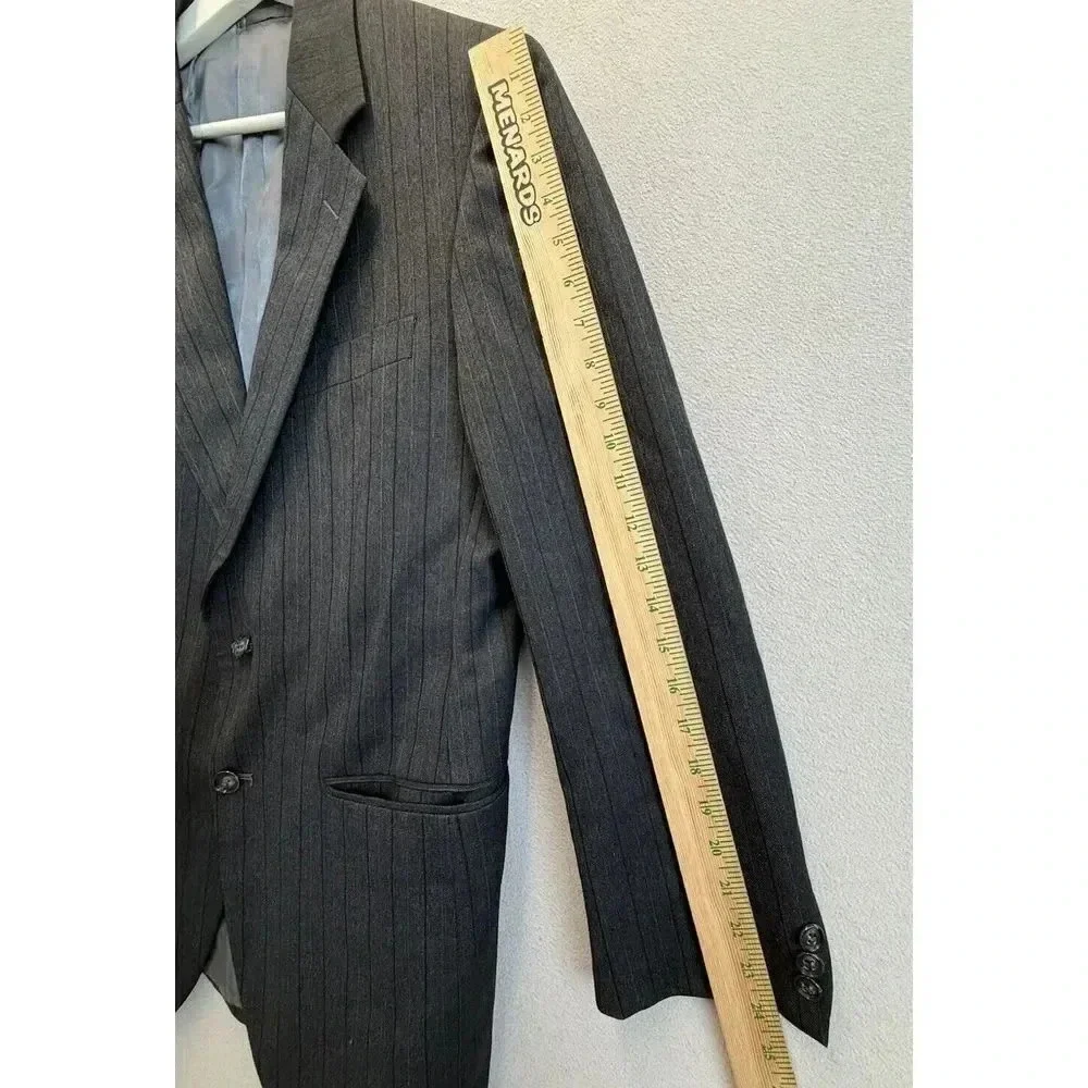 Vintage‎ Verticale Men's Sz 40R Black Pinstripe 100% Pure Wool Blazer